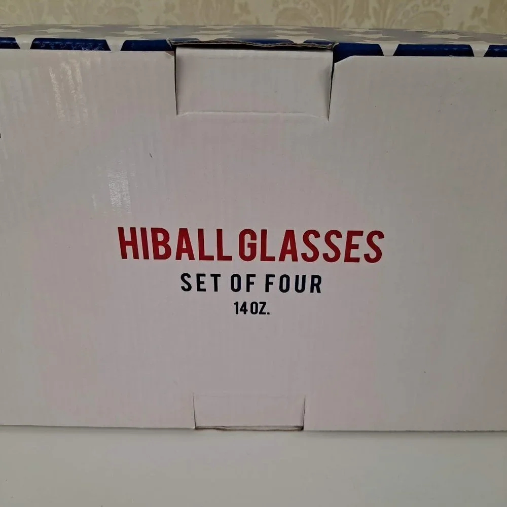 Patriotic American Flag Placemats and Highball Glasses, set of 4 of each, EUC